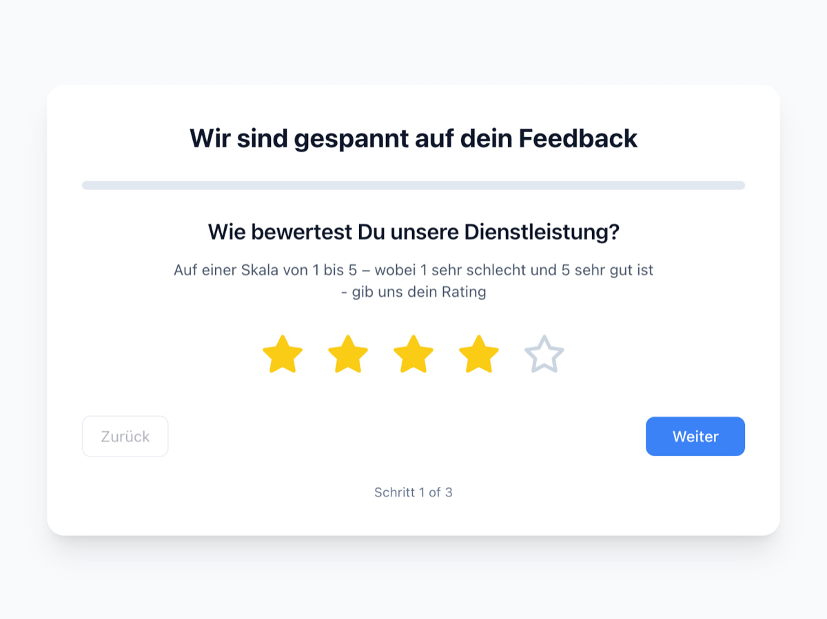 Online-Bewertungsformular zur Abgabe eines Kunden-Testimonials in ProofStackr